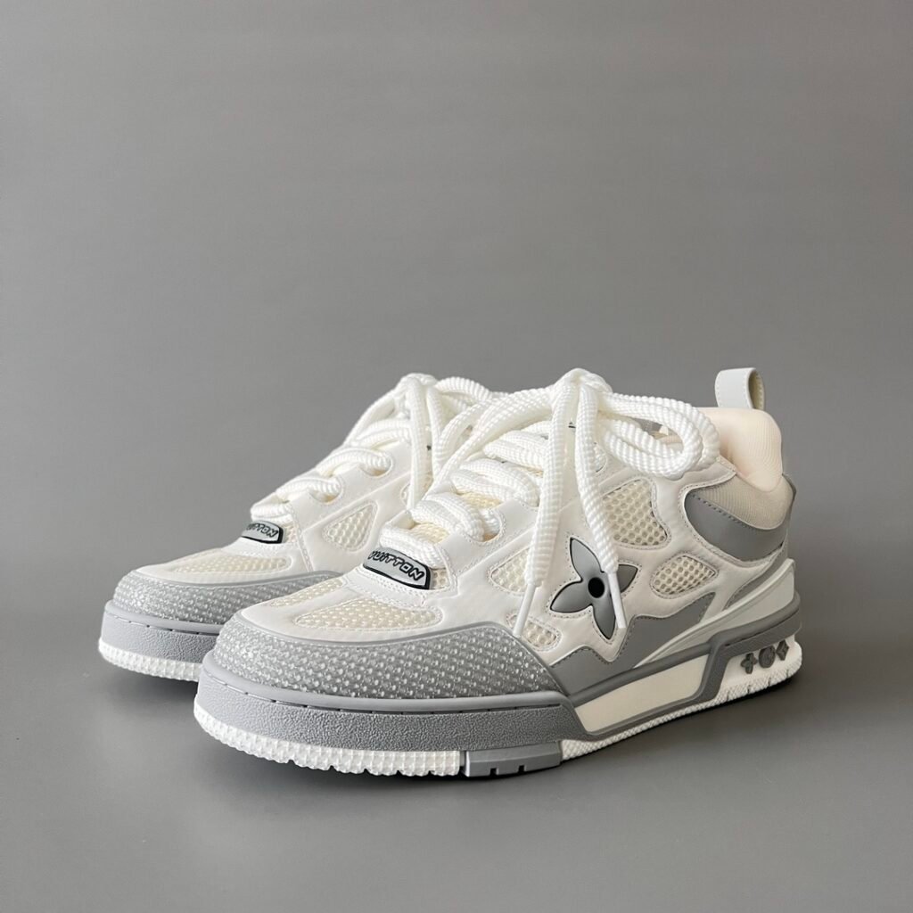 Aurora Custom Louis Vuitton Skate Sneaker "White & Grey" (1:1 Deconstructed)