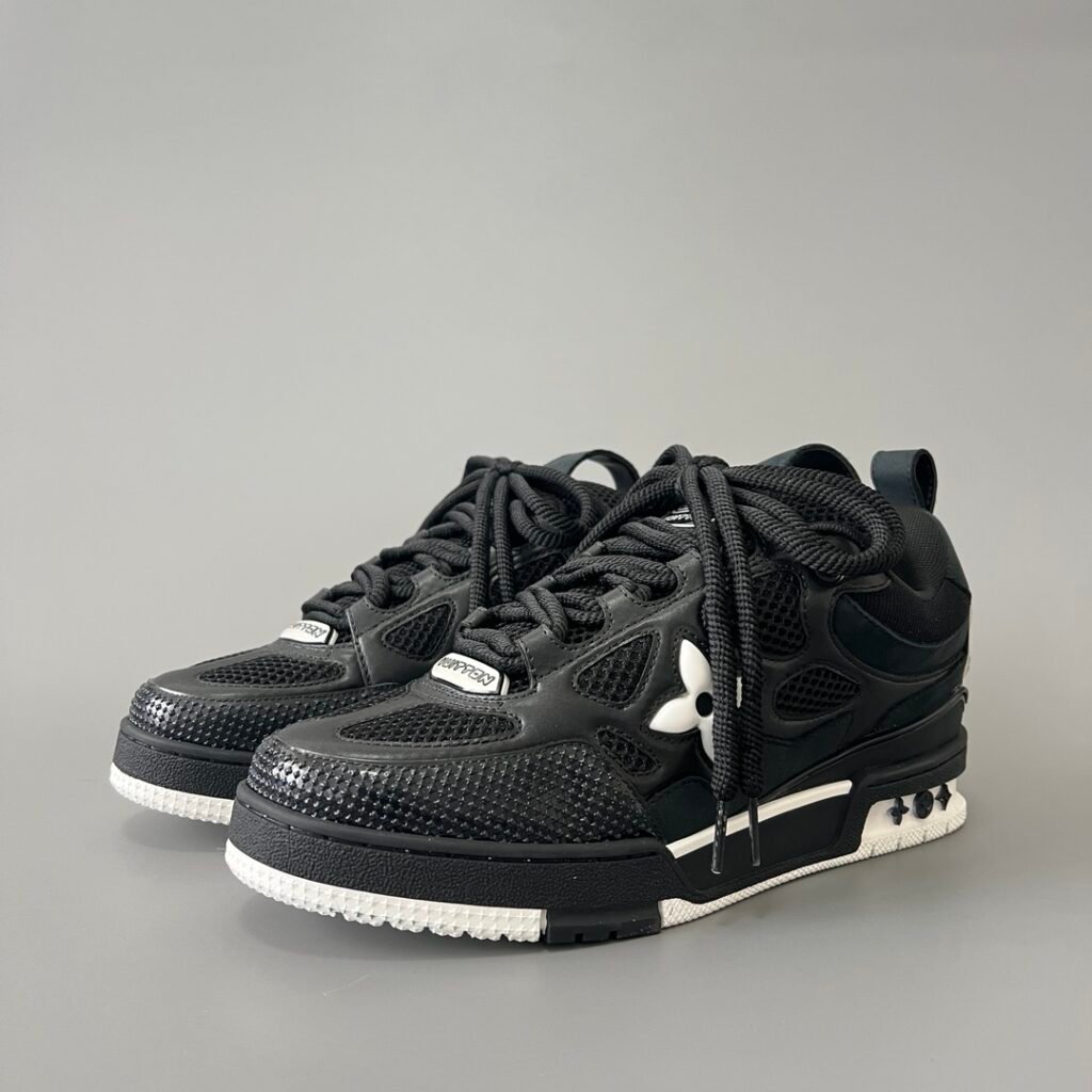 Aurora Custom Louis Vuitton Skate Sneaker "Black Noir & White" (1:1 Deconstructed)