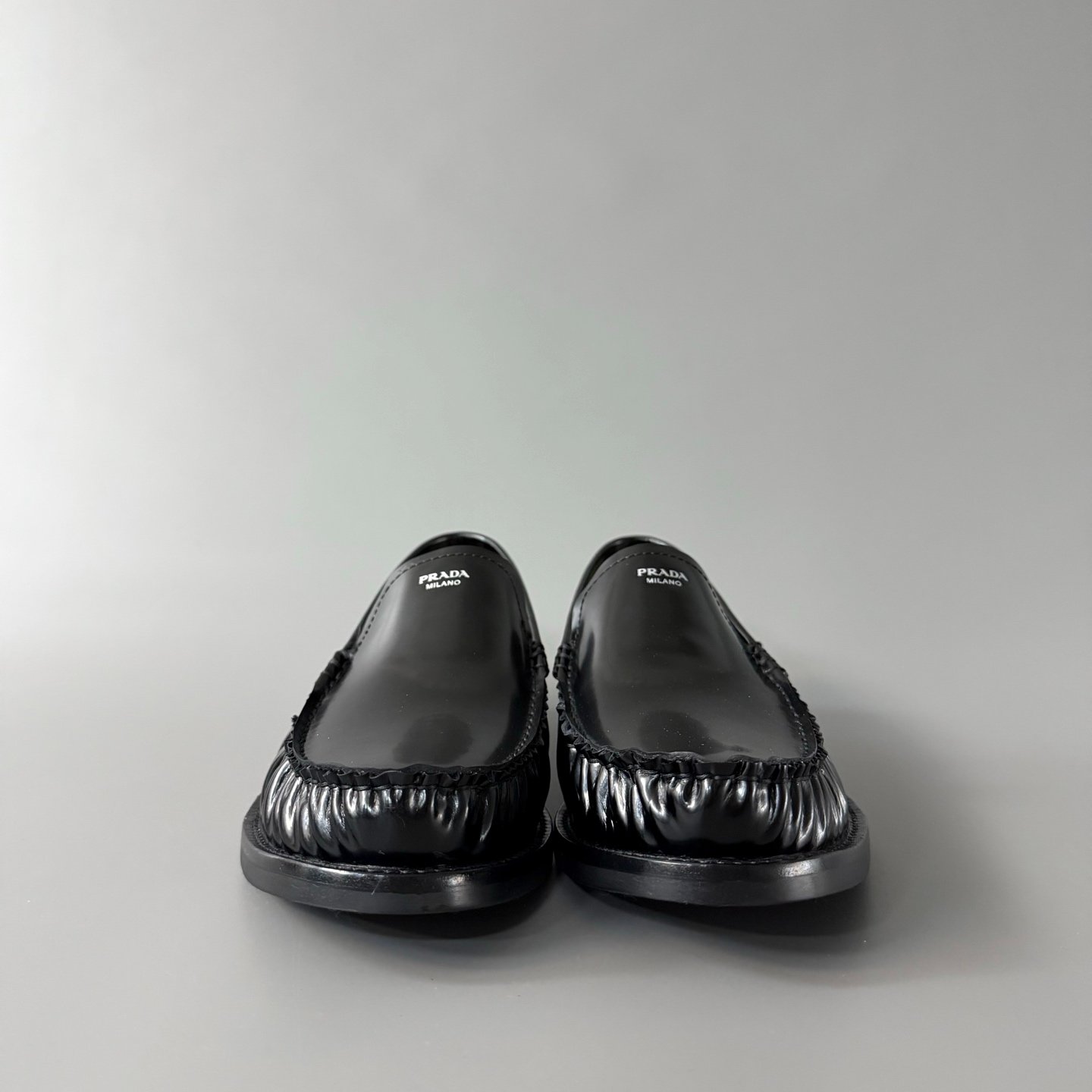 Aurora Custom PRADA Ruched Brushed Leather Loafers (1:1 Deconstructed) - Image 2
