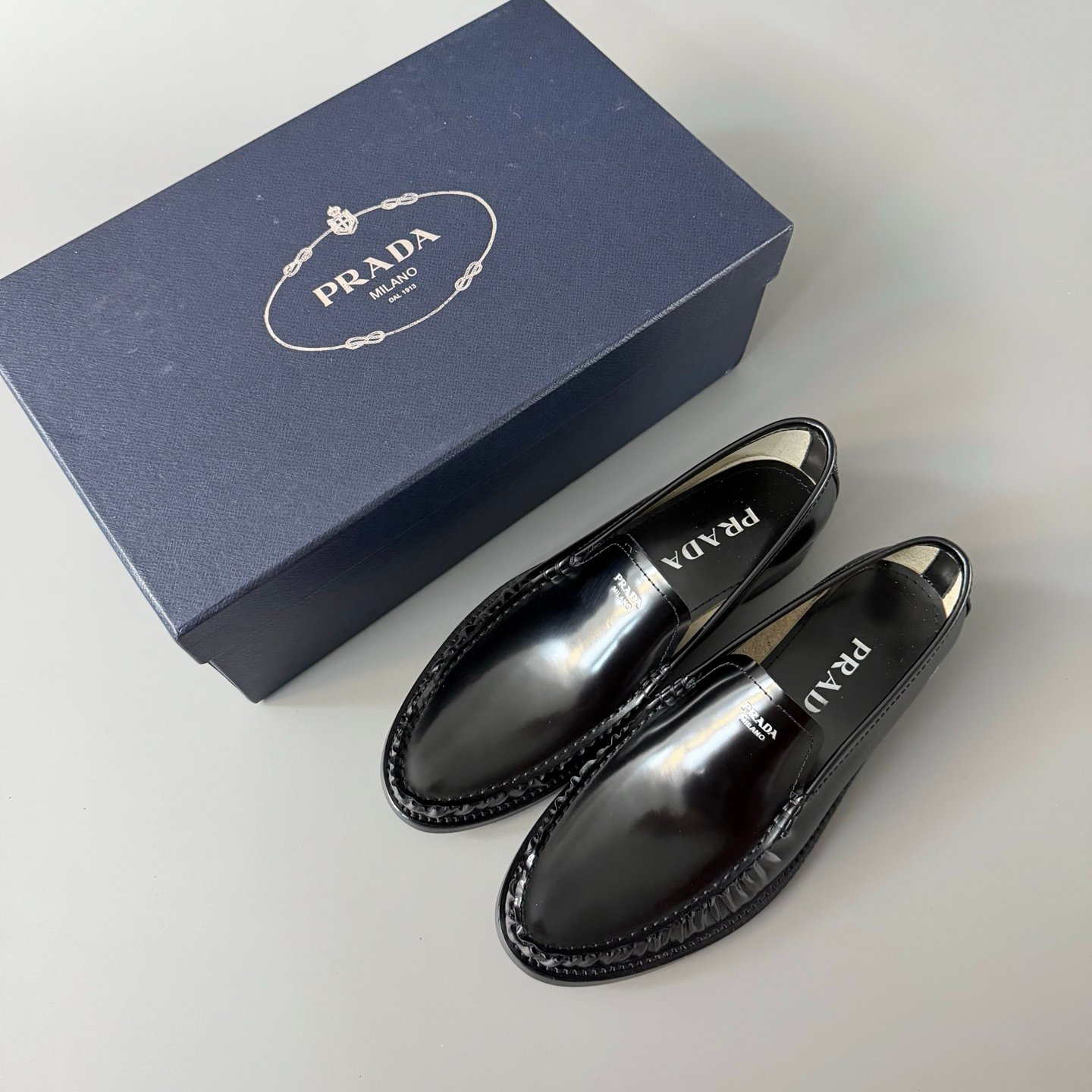 Aurora Custom PRADA Ruched Brushed Leather Loafers (1:1 Deconstructed) - Image 9