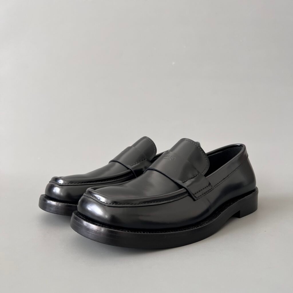Aurora Custom PRADA Brushed Leather Square-Toe Loafers (1:1 Deconstructed)