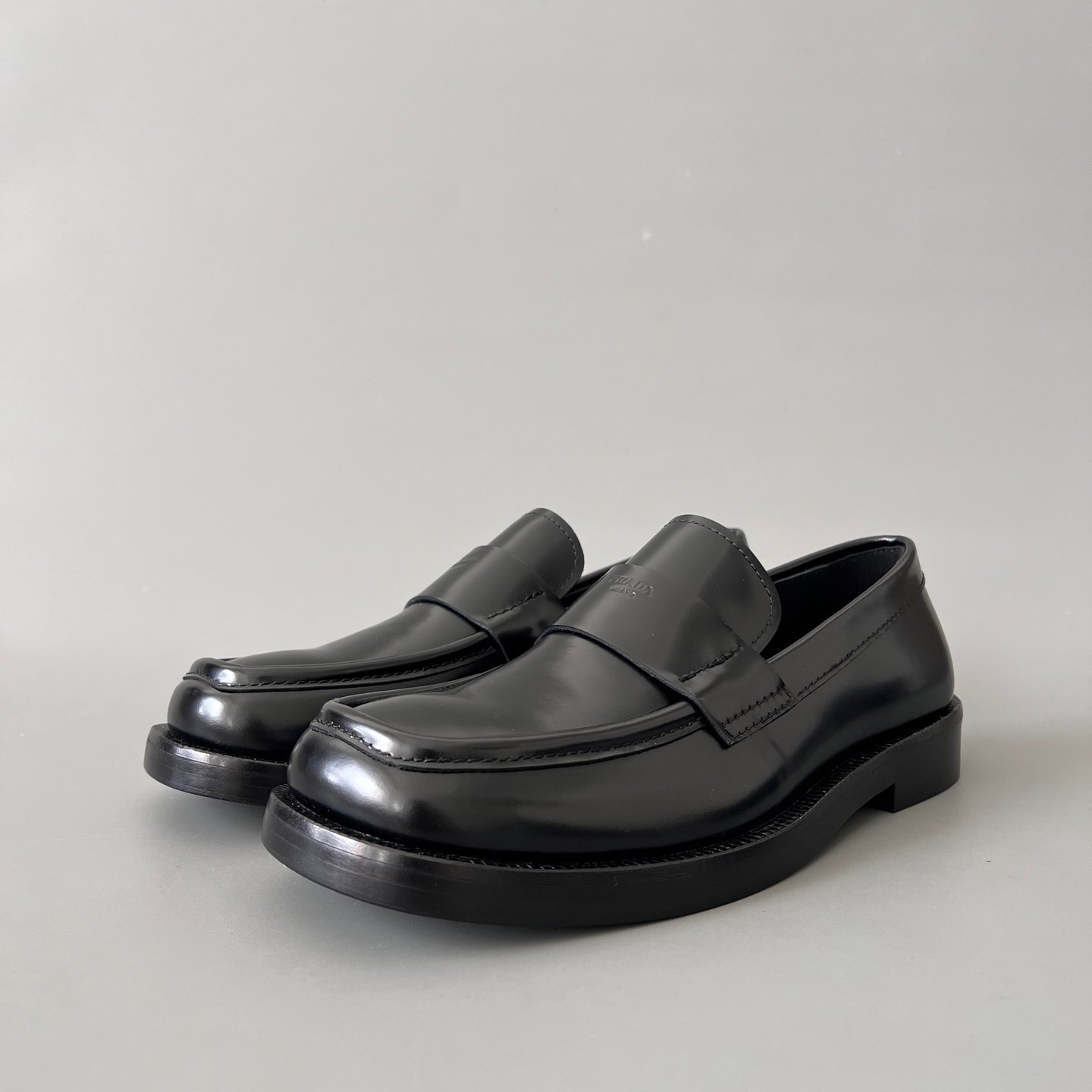 Aurora Custom PRADA Brushed Leather Square-Toe Loafers (1:1 Deconstructed)