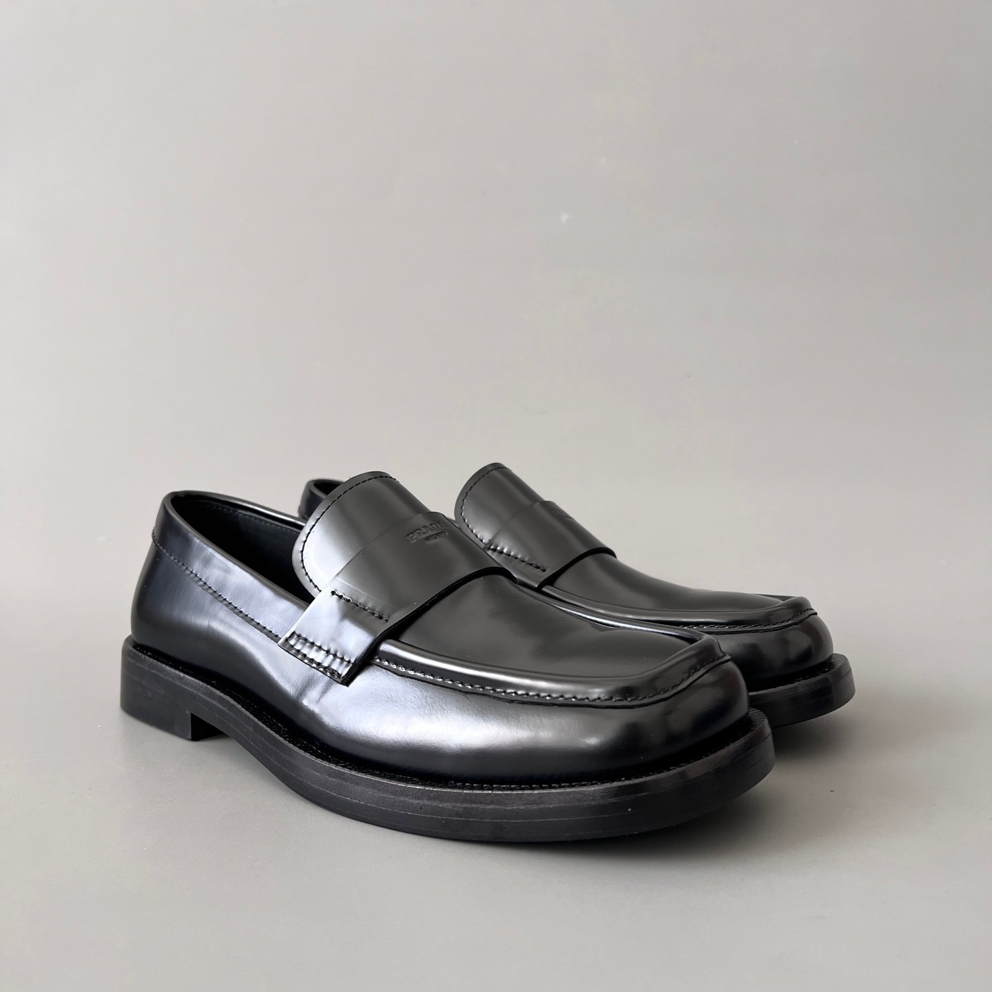 Aurora Custom PRADA Brushed Leather Square-Toe Loafers (1:1 Deconstructed) - Image 3