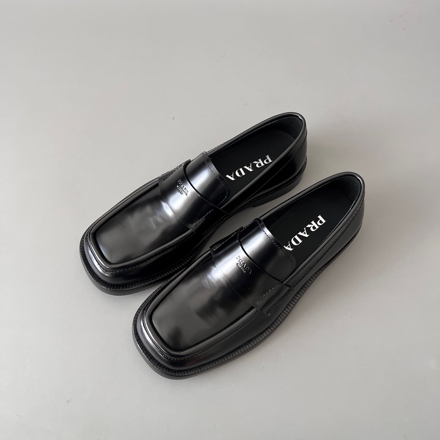 Aurora Custom PRADA Brushed Leather Square-Toe Loafers (1:1 Deconstructed) - Image 8