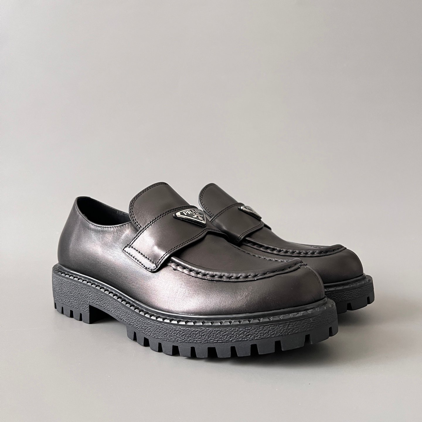 Aurora Custom PRADA Monolith Brushed Leather Loafers (1:1 Deconstructed) - Image 3