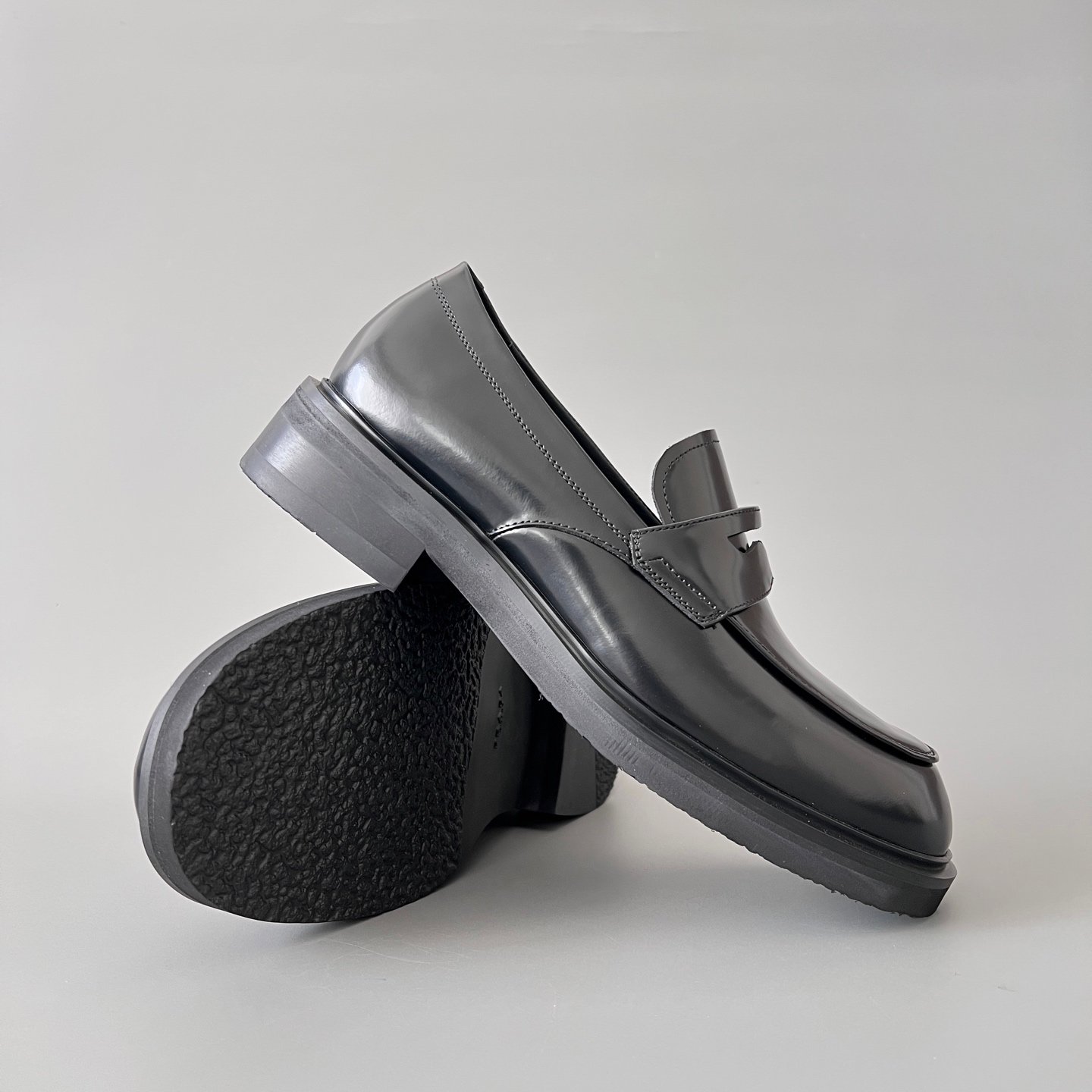 Aurora Custom PRADA Puffy-Piping Brushed Leather Loafers (1:1 Deconstructed) - Image 7