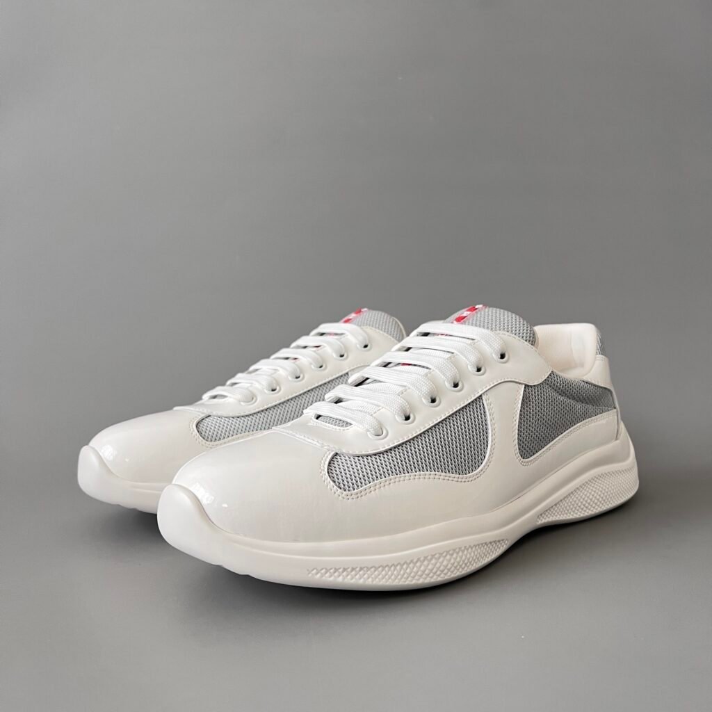 Aurora Custom PRADA America's Cup Sneaker - White/Grey Mesh (1:1 Deconstructed)