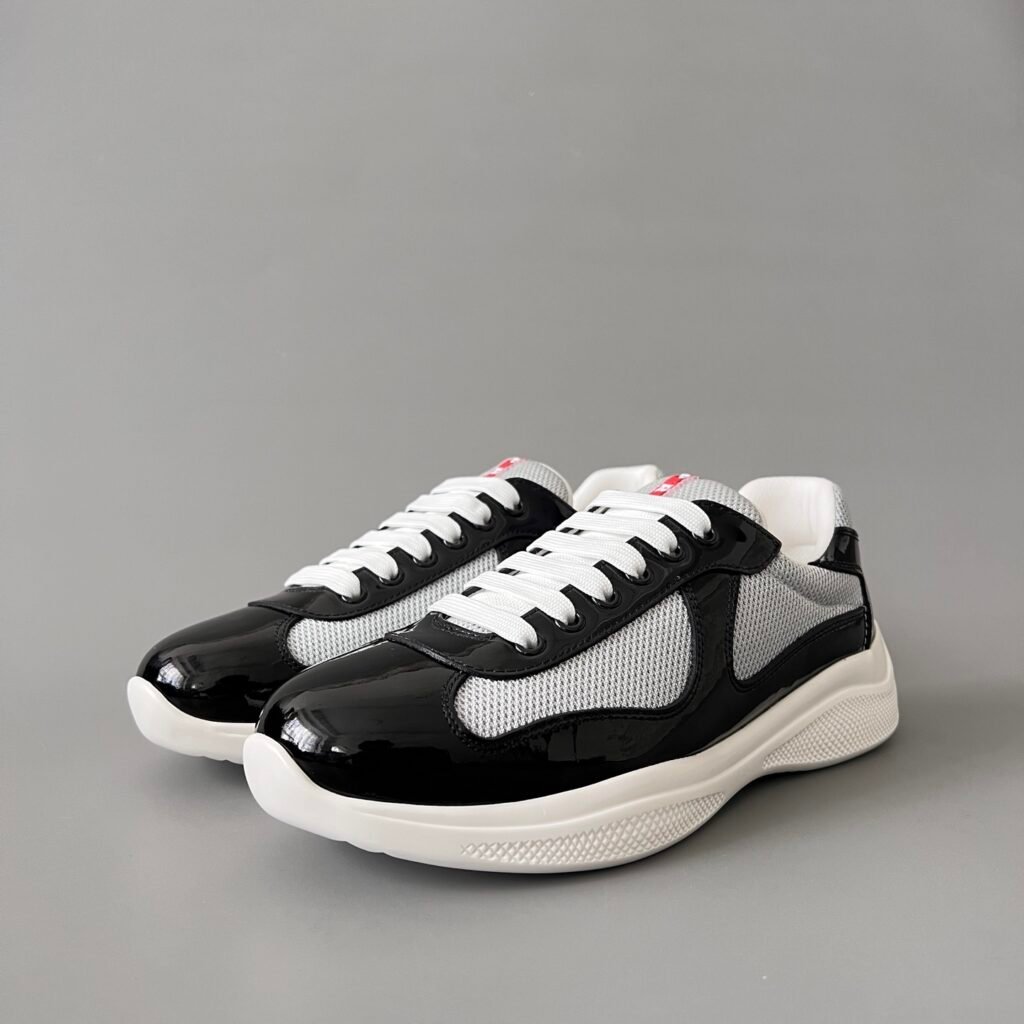 Aurora Custom PRADA America's Cup Sneaker - High-Gloss Black & Grey (1:1 Deconstructed)