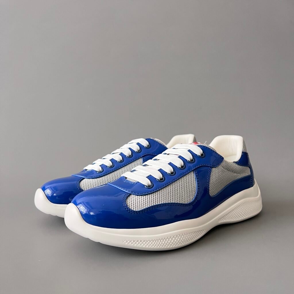 Aurora Custom PRADA America's Cup Sneaker - Royal Blue & Grey Mesh (1:1 Deconstructed)