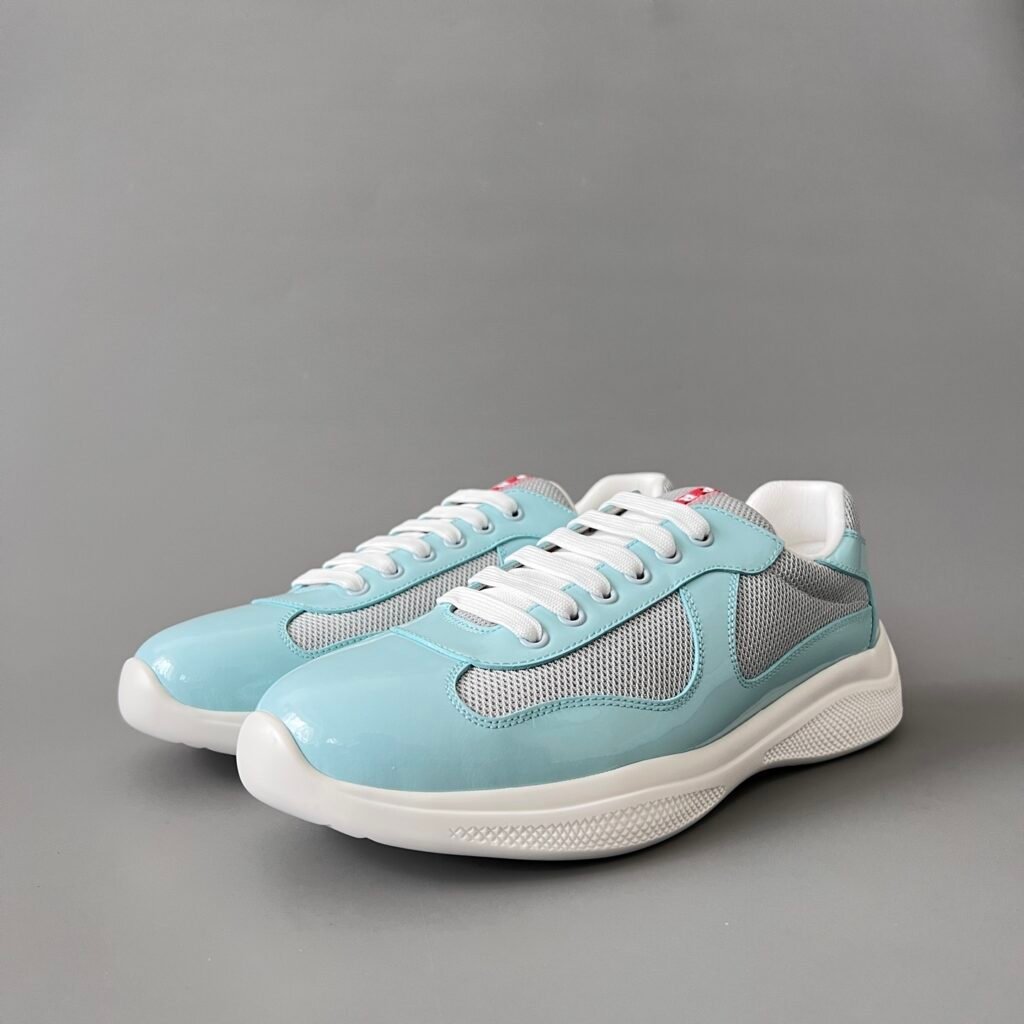 Aurora Custom PRADA America's Cup Sneaker - Sky Blue & Grey Mesh (1:1 Deconstructed)