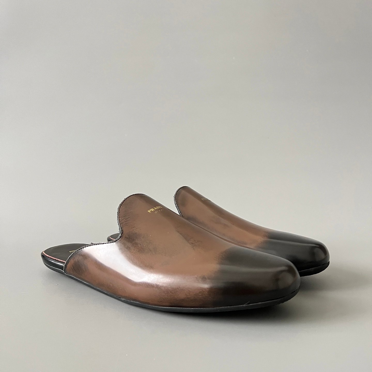 Aurora Custom PRADA Sfumato Brushed Leather Sabot Mules (1:1 Deconstructed) - Image 3