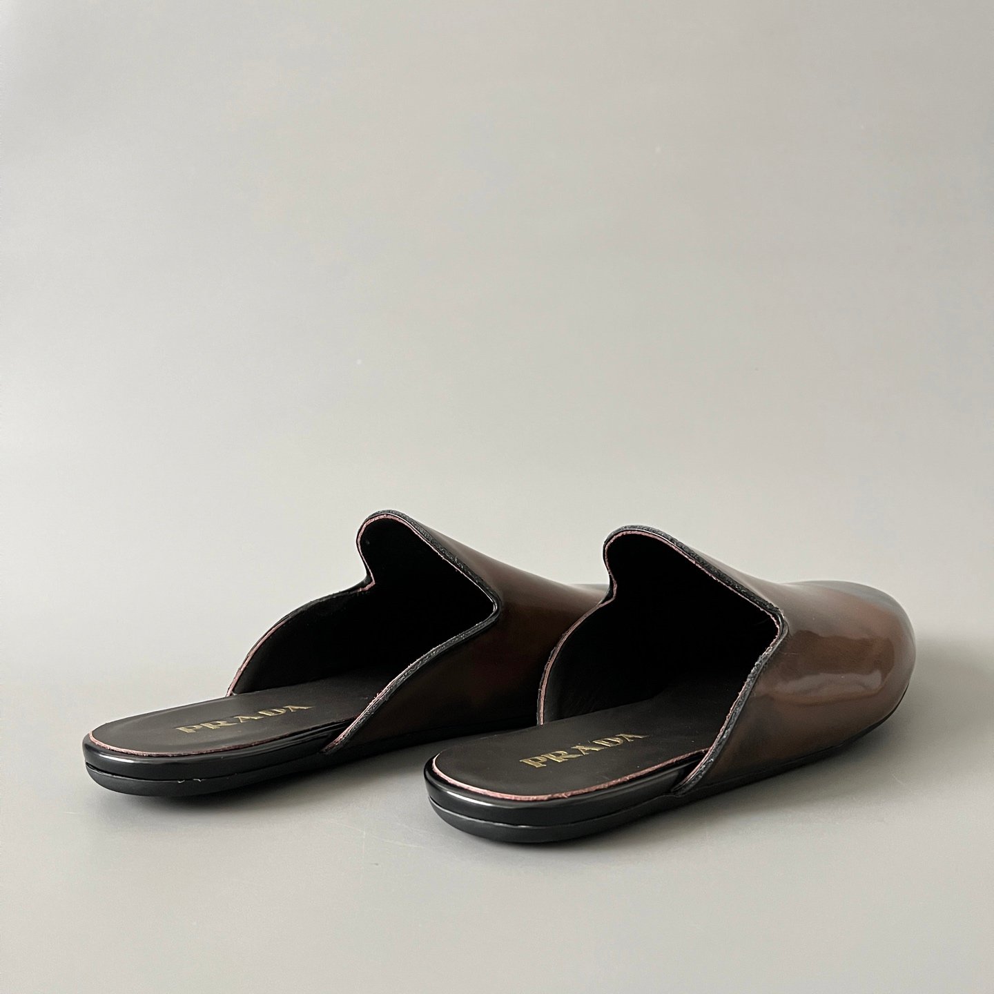 Aurora Custom PRADA Sfumato Brushed Leather Sabot Mules (1:1 Deconstructed) - Image 4