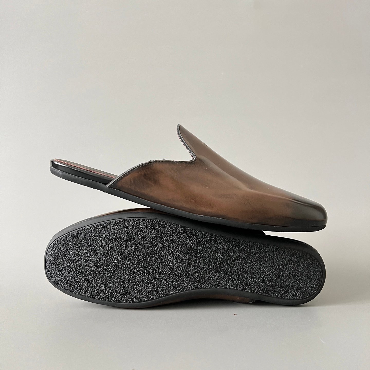 Aurora Custom PRADA Sfumato Brushed Leather Sabot Mules (1:1 Deconstructed) - Image 6