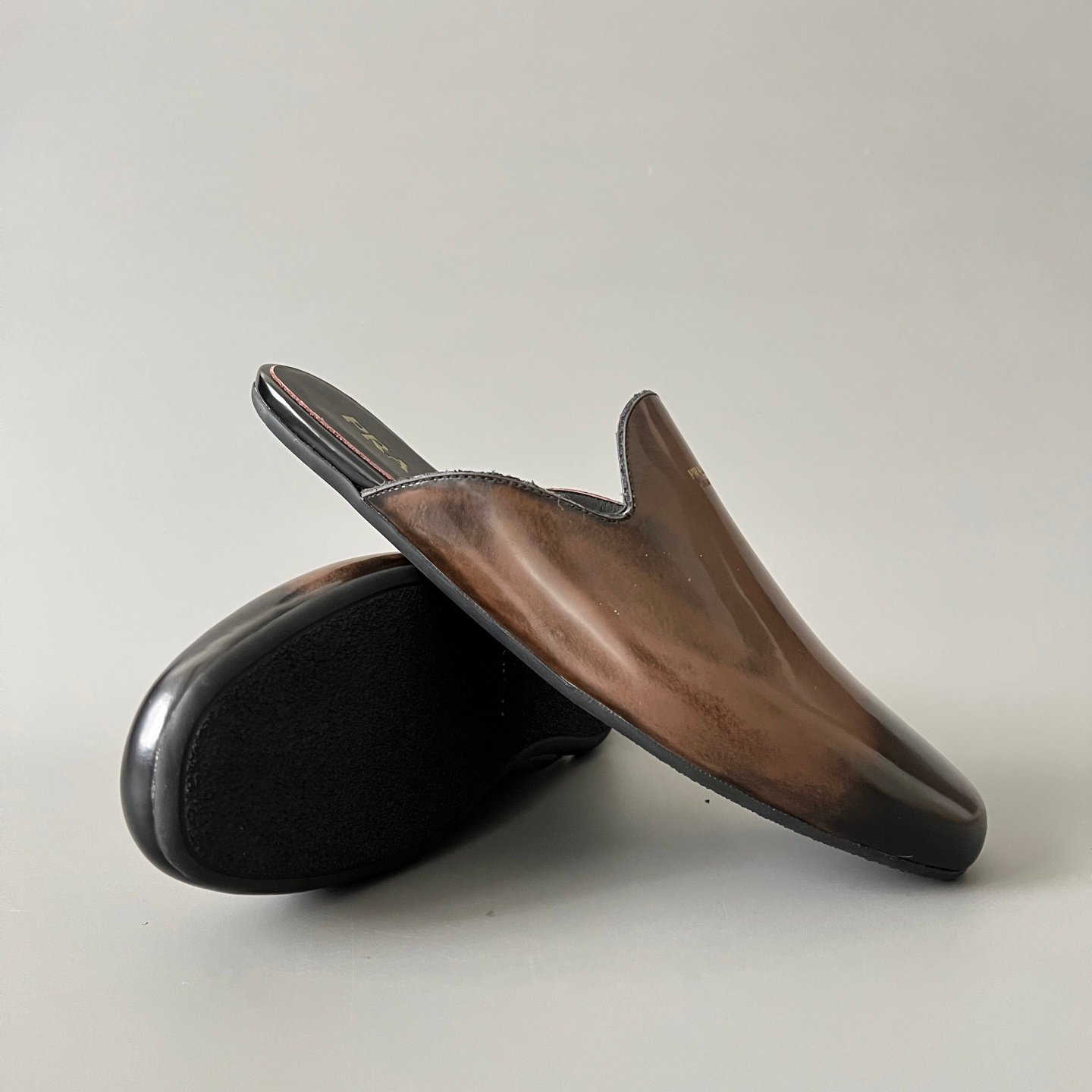 Aurora Custom PRADA Sfumato Brushed Leather Sabot Mules (1:1 Deconstructed) - Image 7