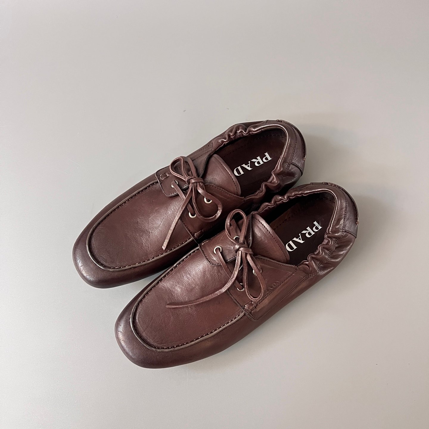 Aurora Custom PRADA Shuffle "Vintage" Leather Loafers - Espresso Brown (1:1 Deconstructed) - Image 8