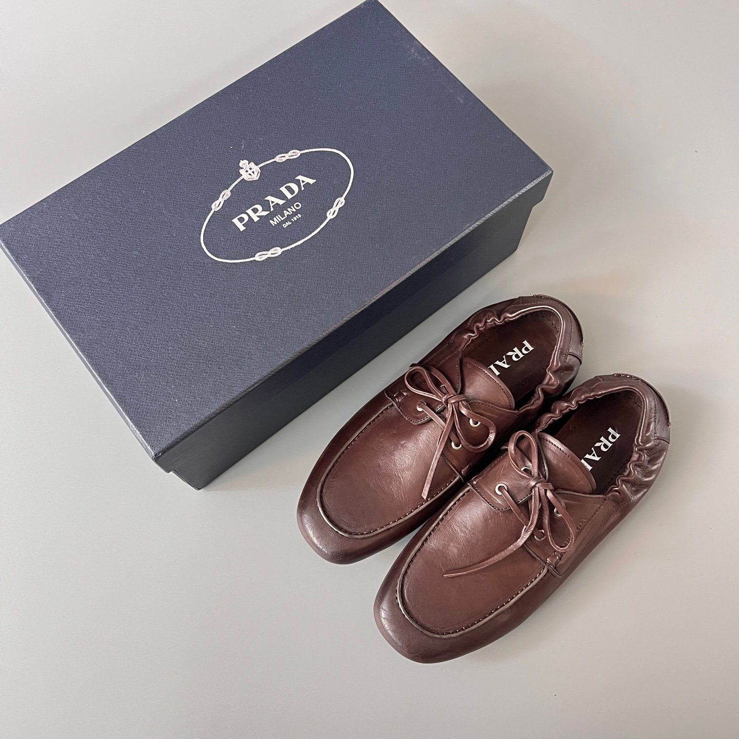 Aurora Custom PRADA Shuffle "Vintage" Leather Loafers - Espresso Brown (1:1 Deconstructed) - Image 9