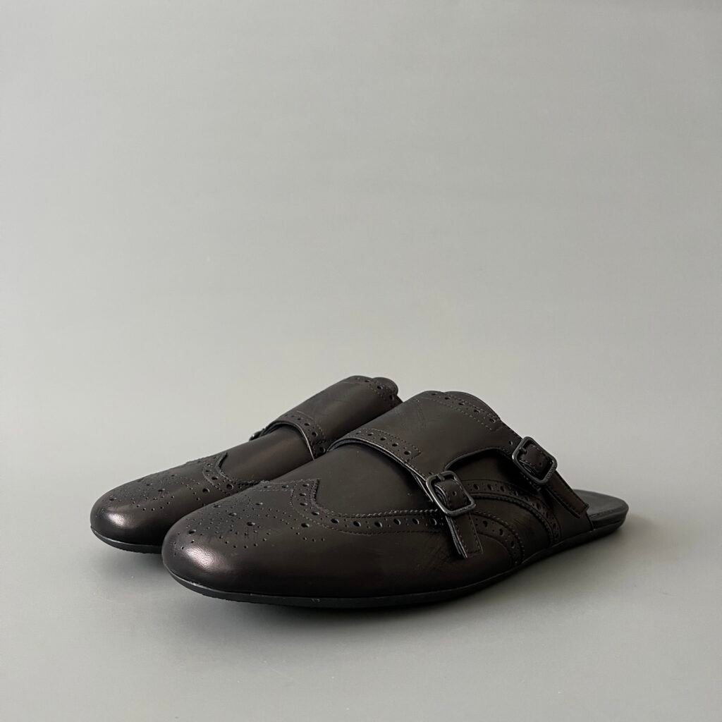 Aurora Custom PRADA Shuffle Double Monk Sabot - Distressed Vintage Black