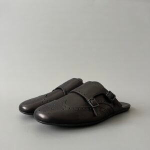 Aurora Custom PRADA Shuffle Double Monk Sabot - Distressed Vintage Black