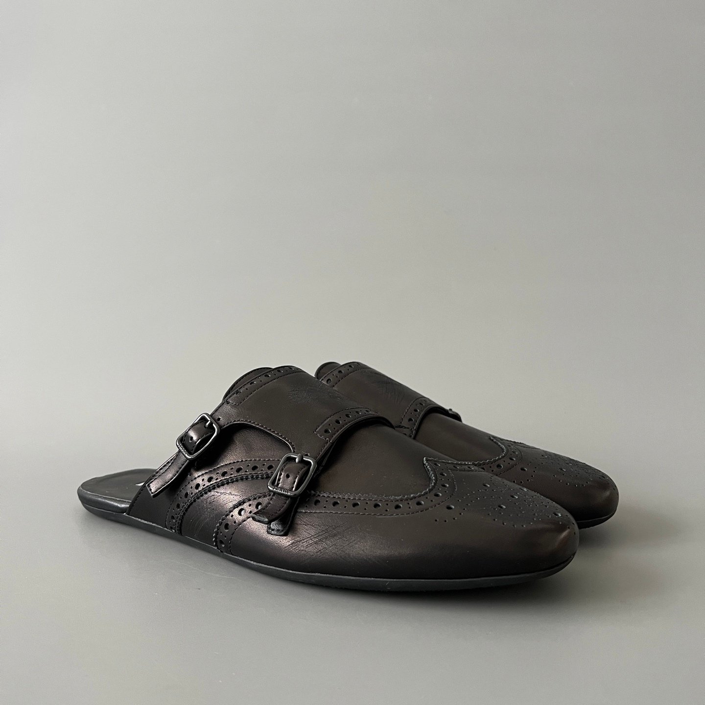 Aurora Custom PRADA Shuffle Double Monk Sabot - Distressed Vintage Black - Image 3