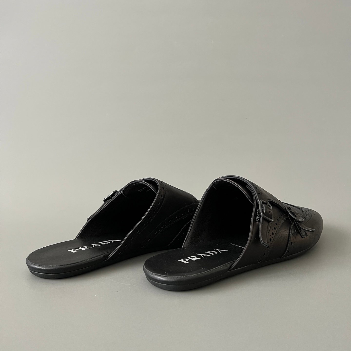 Aurora Custom PRADA Shuffle Double Monk Sabot - Distressed Vintage Black - Image 4