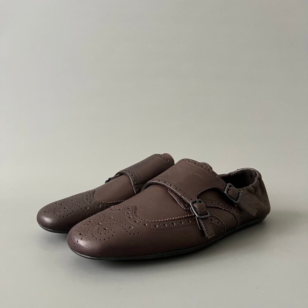Aurora Custom PRADA Shuffle Double Monk Loafers - Distressed Brown