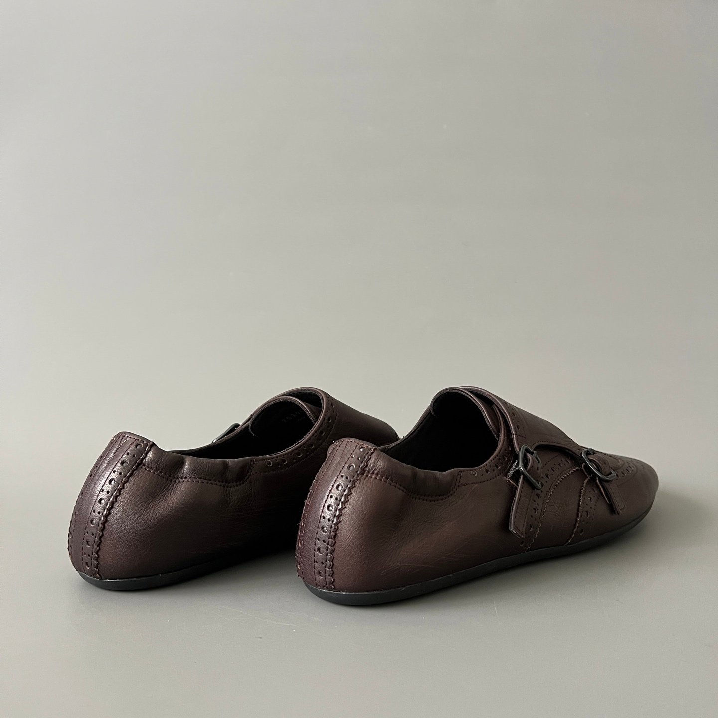 Aurora Custom PRADA Shuffle Double Monk Loafers - Distressed Brown - Image 4