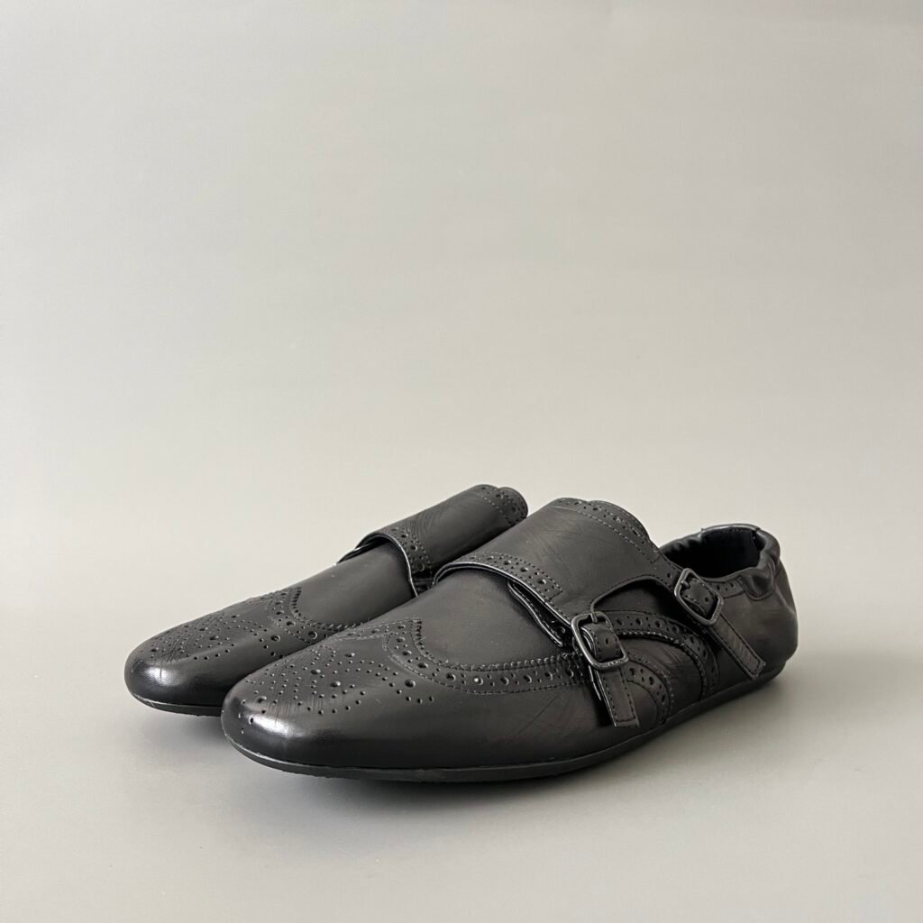 Aurora Custom PRADA Shuffle Double Monk Loafers - Distressed Black (1:1 Deconstructed)