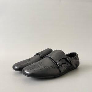 Aurora Custom PRADA Shuffle Double Monk Loafers - Distressed Black (1:1 Deconstructed)