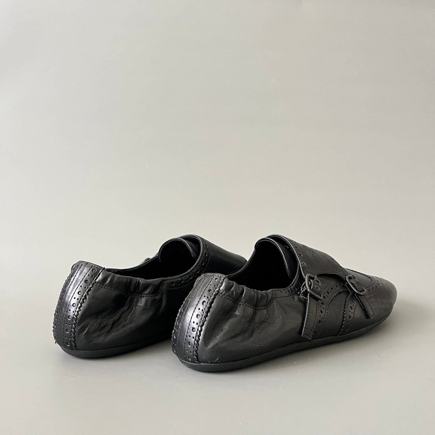 Aurora Custom PRADA Shuffle Double Monk Loafers - Distressed Black (1:1 Deconstructed) - Image 4