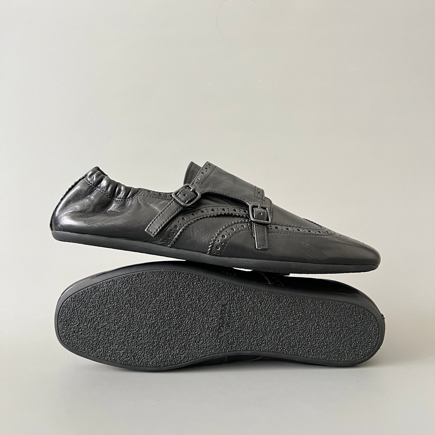 Aurora Custom PRADA Shuffle Double Monk Loafers - Distressed Black (1:1 Deconstructed) - Image 6