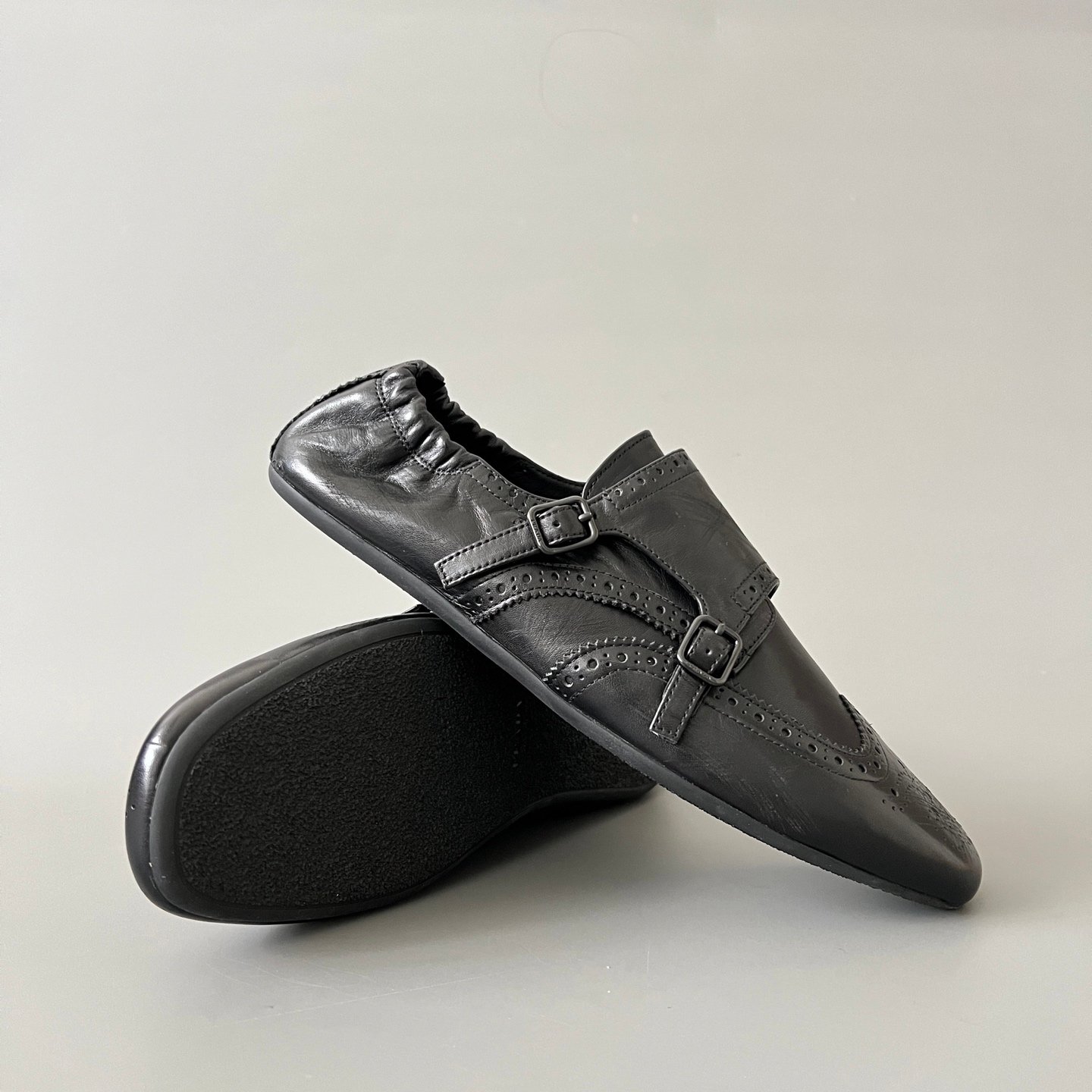 Aurora Custom PRADA Shuffle Double Monk Loafers - Distressed Black (1:1 Deconstructed) - Image 7