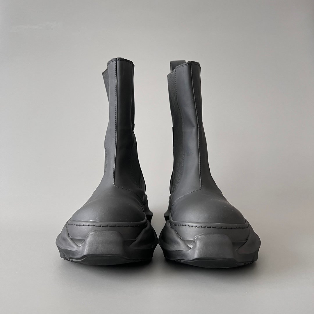 Aurora Custom Rick Owens Mainline Bogun Chelsea Boots - Matte Black (1:1 Deconstructed) - Image 2