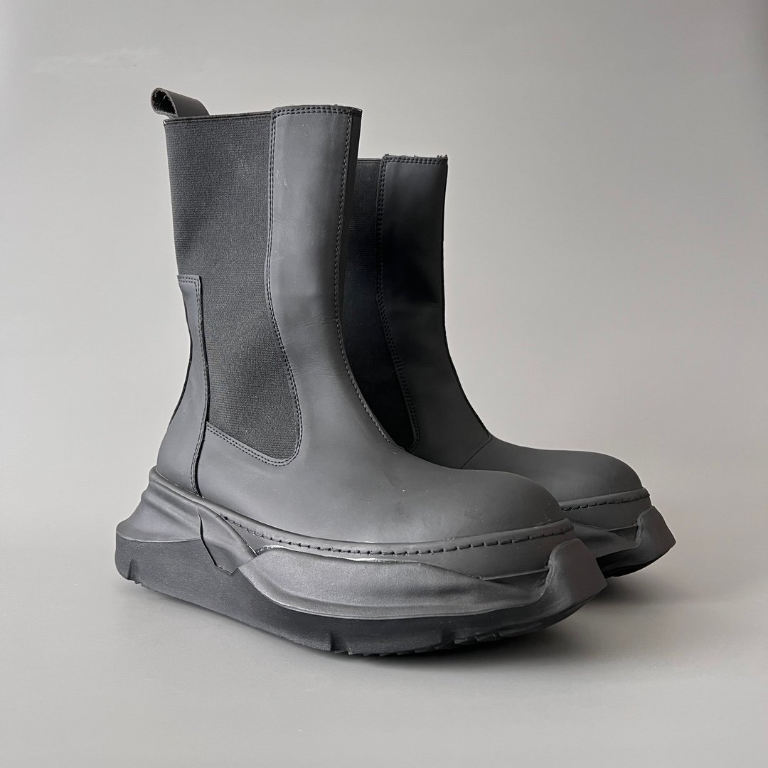 Aurora Custom Rick Owens Mainline Bogun Chelsea Boots - Matte Black (1:1 Deconstructed) - Image 3