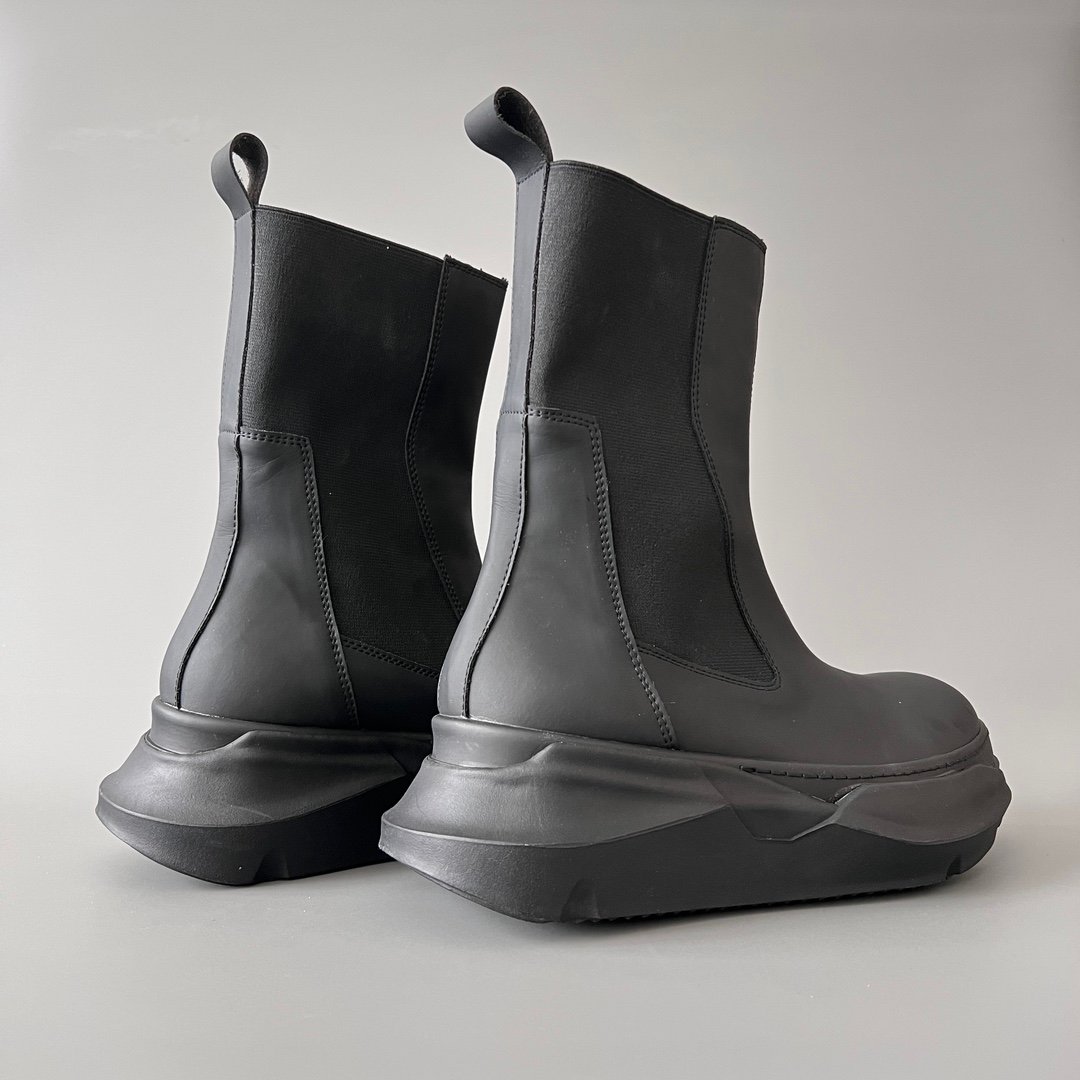 Aurora Custom Rick Owens Mainline Bogun Chelsea Boots - Matte Black (1:1 Deconstructed) - Image 4