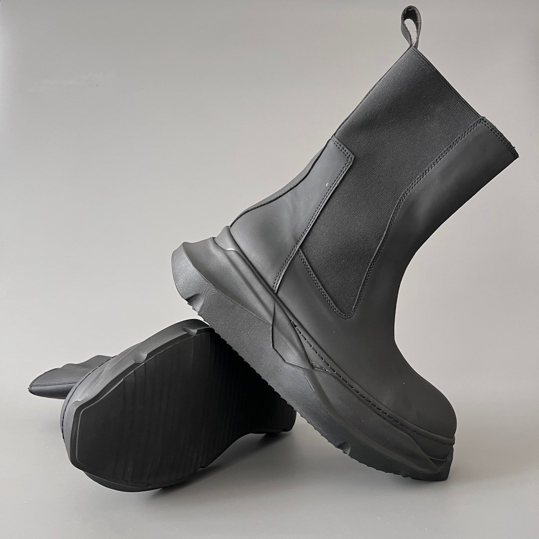 Aurora Custom Rick Owens Mainline Bogun Chelsea Boots - Matte Black (1:1 Deconstructed) - Image 7