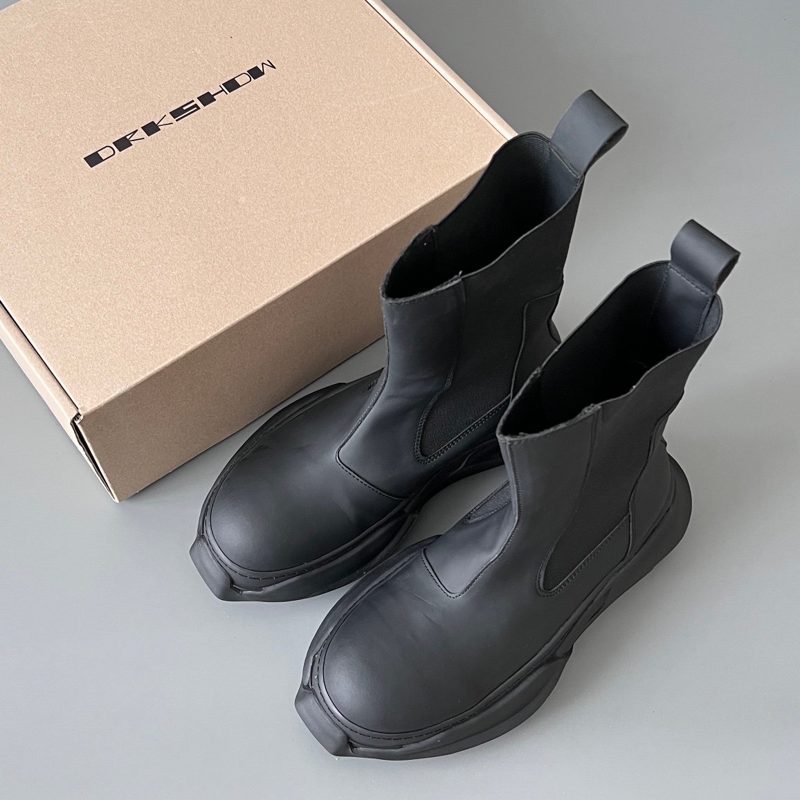 Aurora Custom Rick Owens Mainline Bogun Chelsea Boots - Matte Black (1:1 Deconstructed) - Image 9