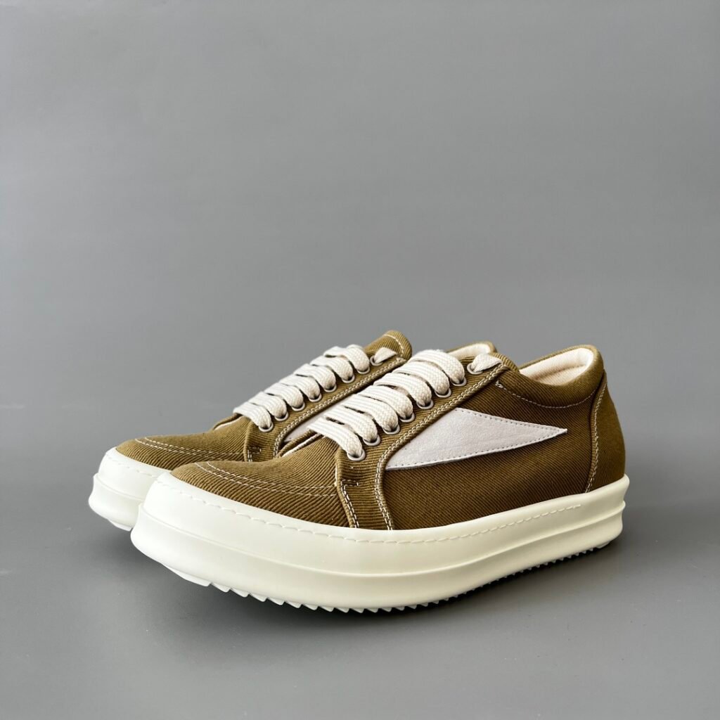 Aurora Custom Rick Owens DRKSHDW Vintage Low Sneaker - Olive Twill (1:1 Deconstructed)