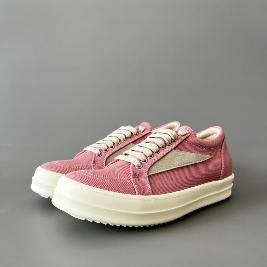 Aurora Custom Rick Owens DRKSHDW Vintage Low Sneaker - Rose Pink Twill (1:1 Deconstructed)