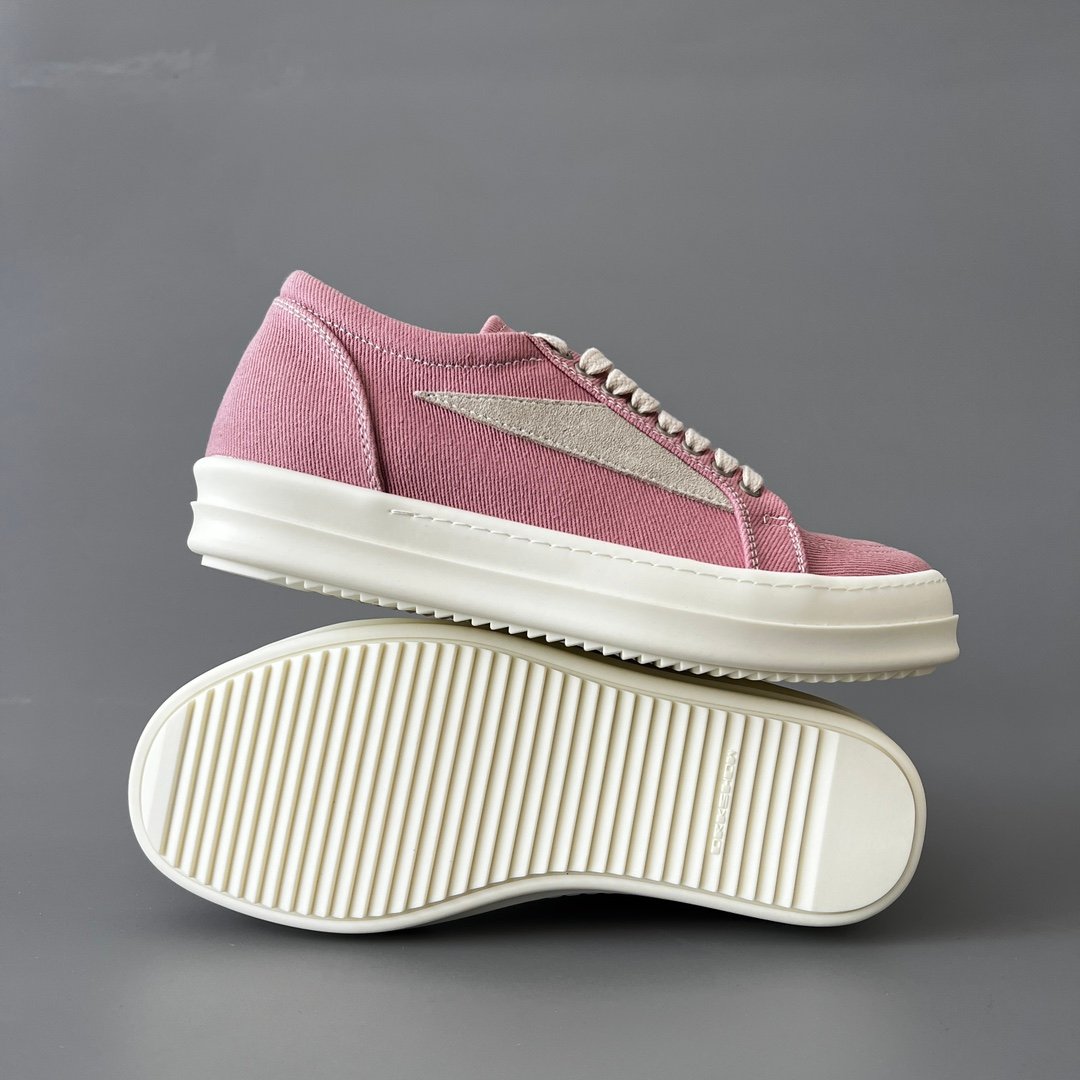 Aurora Custom Rick Owens DRKSHDW Vintage Low Sneaker - Rose Pink Twill (1:1 Deconstructed) - Image 6