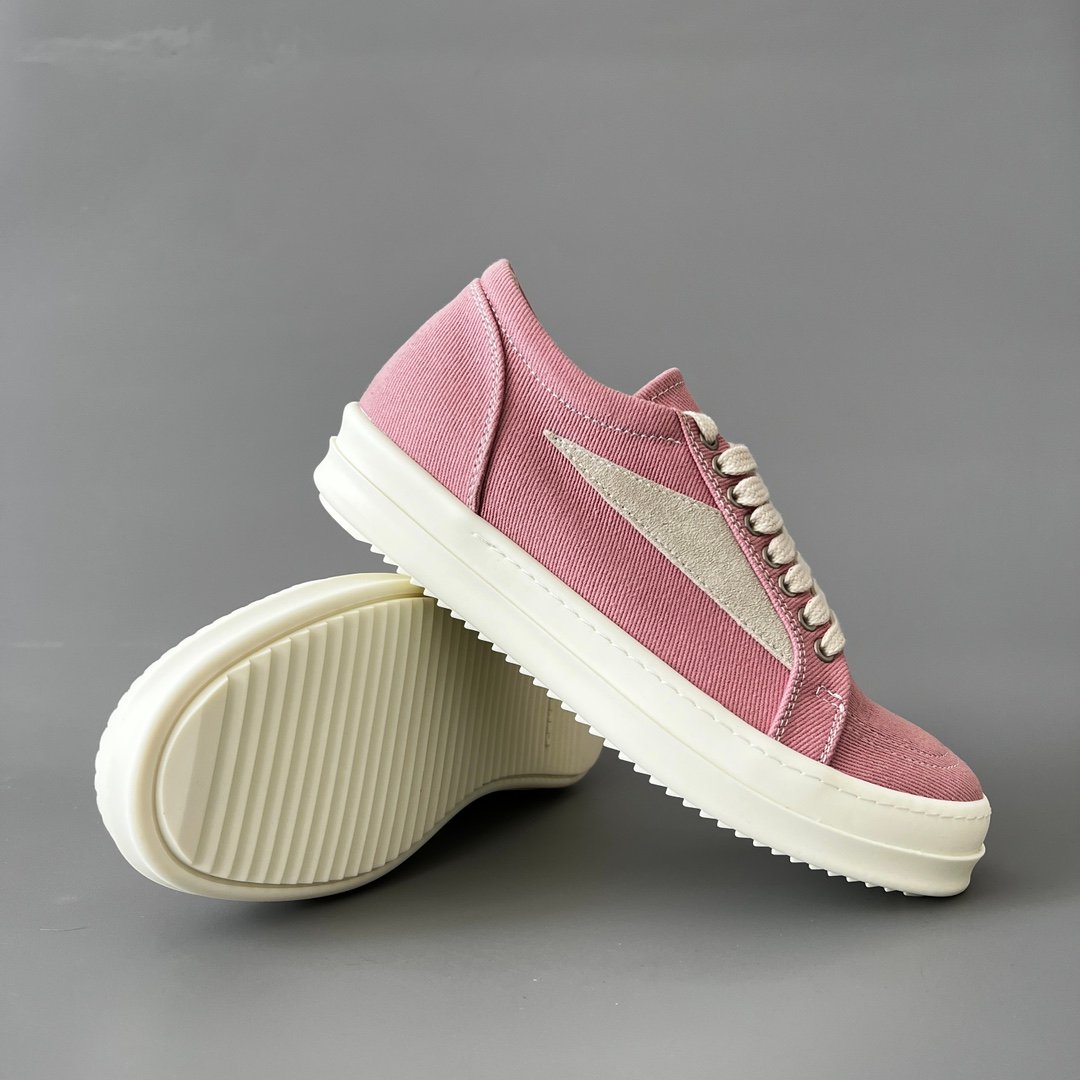 Aurora Custom Rick Owens DRKSHDW Vintage Low Sneaker - Rose Pink Twill (1:1 Deconstructed) - Image 7