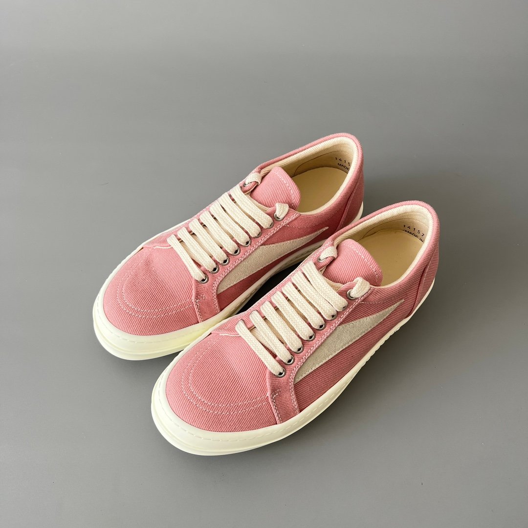 Aurora Custom Rick Owens DRKSHDW Vintage Low Sneaker - Rose Pink Twill (1:1 Deconstructed) - Image 8
