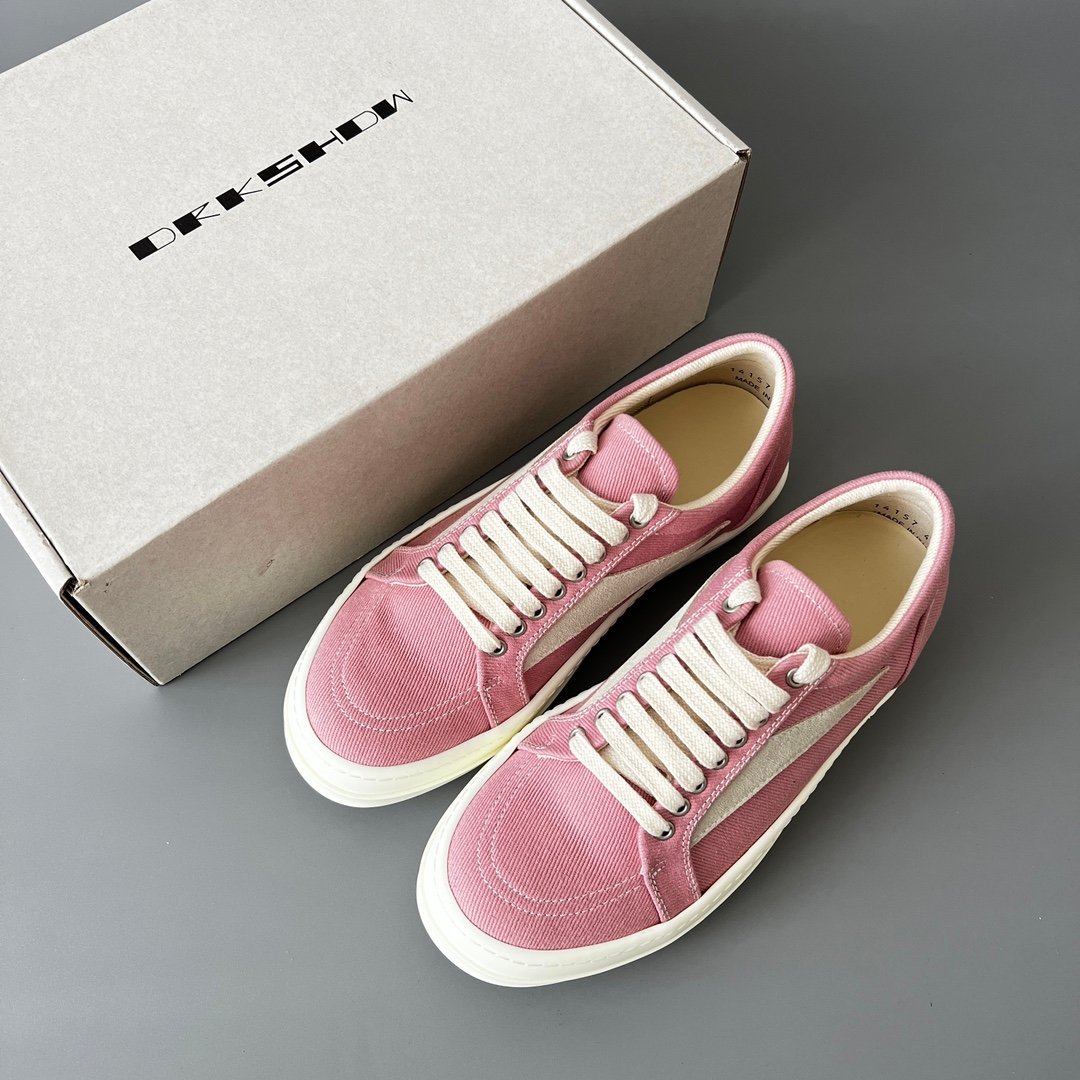 Aurora Custom Rick Owens DRKSHDW Vintage Low Sneaker - Rose Pink Twill (1:1 Deconstructed) - Image 9