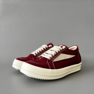 Aurora Custom Rick Owens DRKSHDW Vintage Low Sneaker - Burgundy Twill (1:1 Deconstructed)
