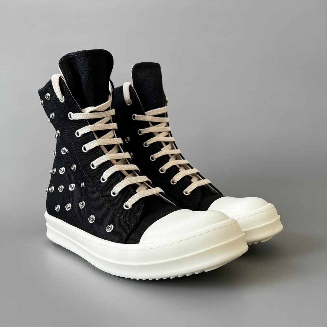 Aurora Custom Rick Owens DRKSHDW Multi-Eyelet Ramones High-Top - Heavy Duty Canvas (1:1 Deconstructed) - Image 3