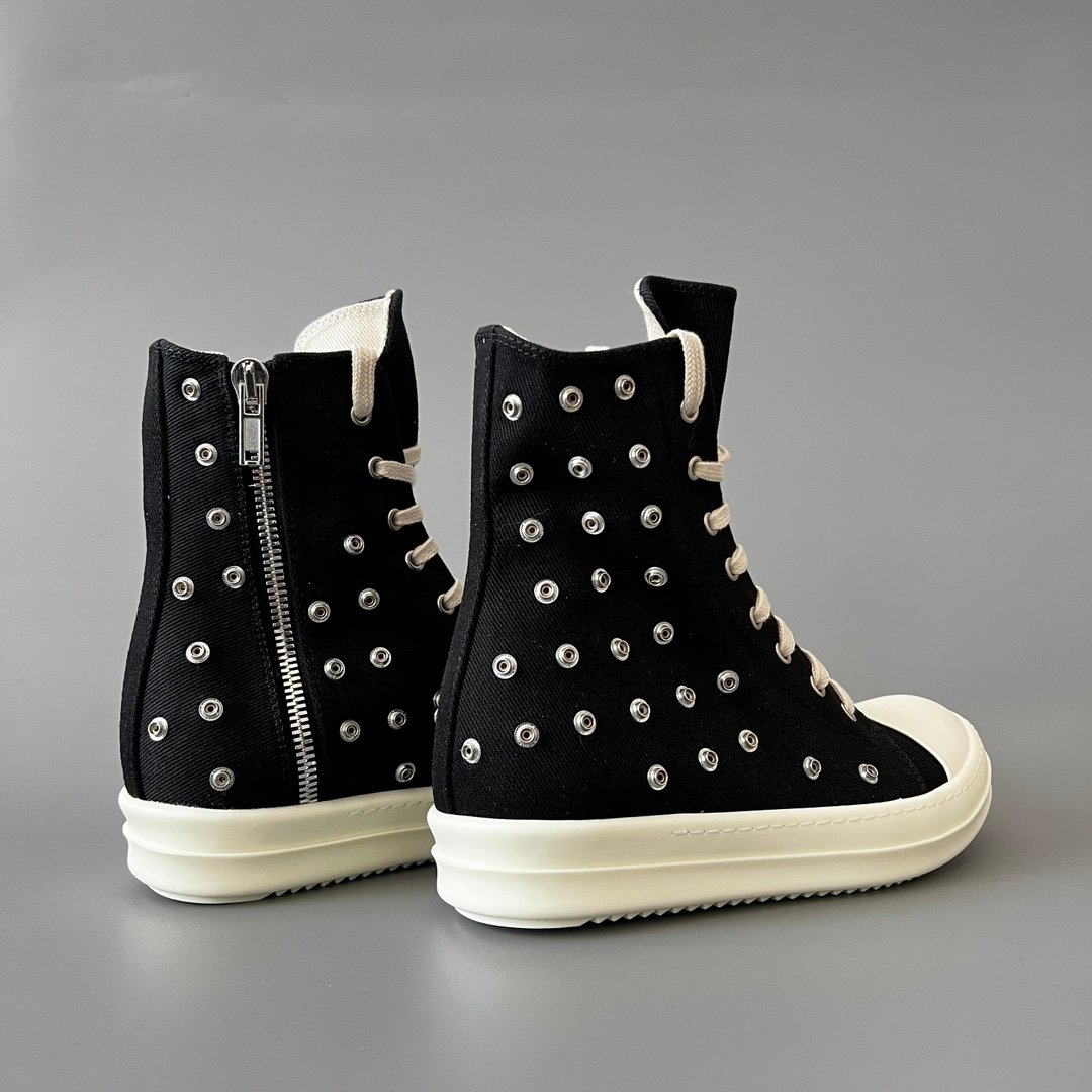 Aurora Custom Rick Owens DRKSHDW Multi-Eyelet Ramones High-Top - Heavy Duty Canvas (1:1 Deconstructed) - Image 4