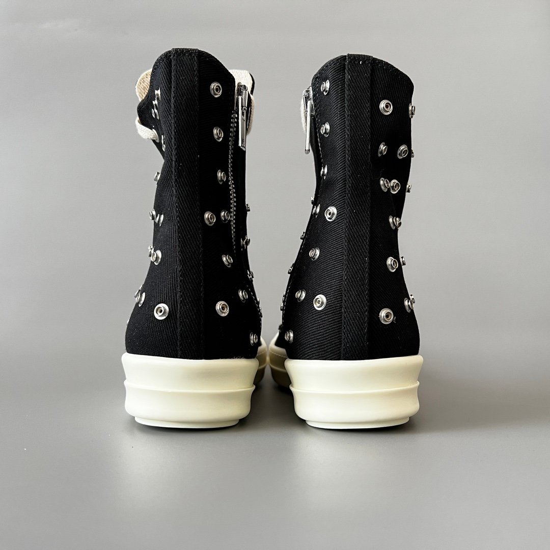 Aurora Custom Rick Owens DRKSHDW Multi-Eyelet Ramones High-Top - Heavy Duty Canvas (1:1 Deconstructed) - Image 5