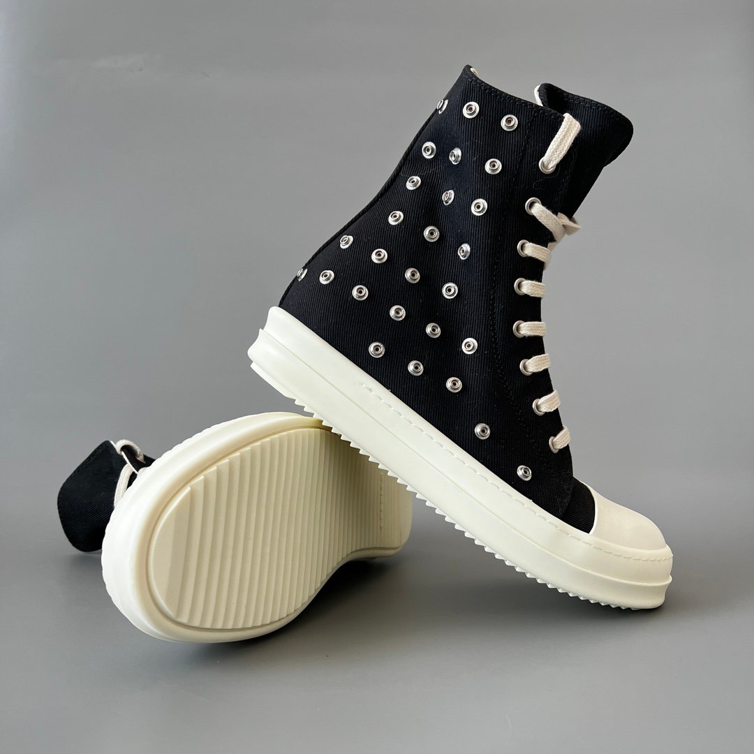 Aurora Custom Rick Owens DRKSHDW Multi-Eyelet Ramones High-Top - Heavy Duty Canvas (1:1 Deconstructed) - Image 7