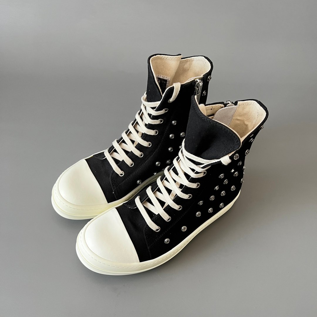 Aurora Custom Rick Owens DRKSHDW Multi-Eyelet Ramones High-Top - Heavy Duty Canvas (1:1 Deconstructed) - Image 8