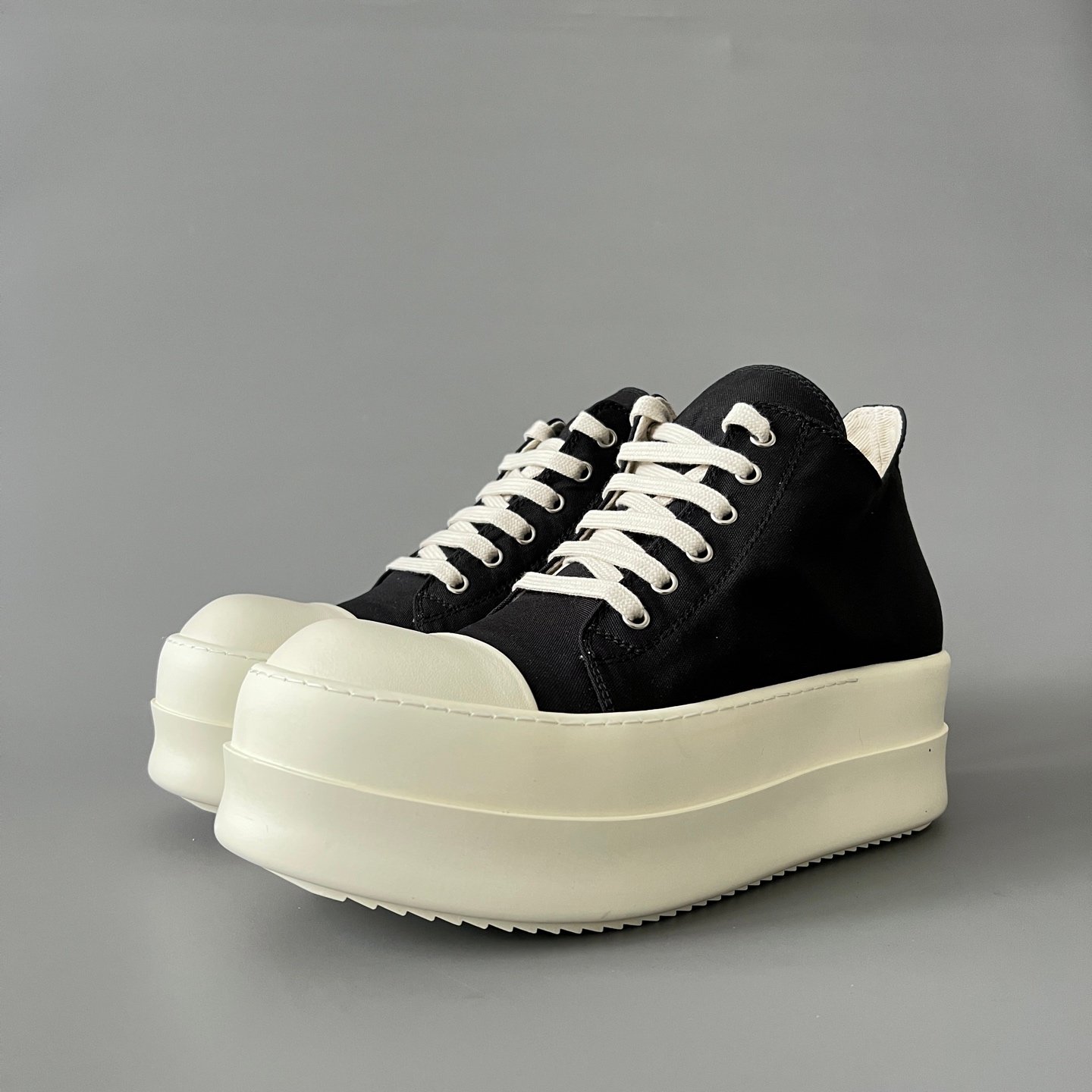 Aurora Custom Rick Owens DRKSHDW Double Bumper Low - Black Canvas (1:1 Deconstructed)