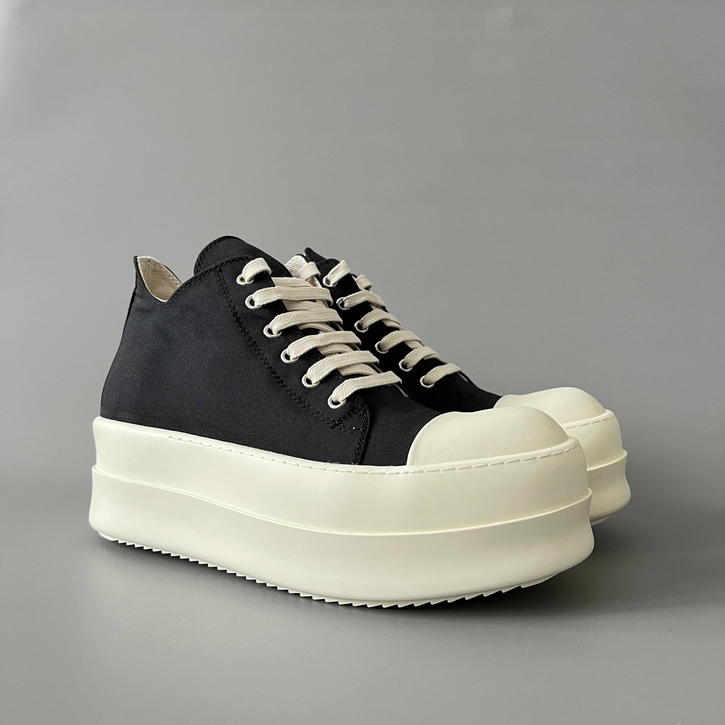 Aurora Custom Rick Owens DRKSHDW Double Bumper Low - Black Canvas (1:1 Deconstructed) - Image 3
